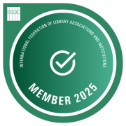 Logotyp z napisem International Federation of Library Associations and Institutions Member 2025.